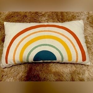 Rainbow Design Decorative Accent Throw Pillow 9" x 17" Colorful Textured Pastel